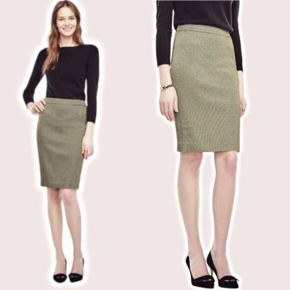 ANN TAYLOR Shimmer Jacquard Pencil Skirt Sz 6 Gold Black - Picture 1 of 8